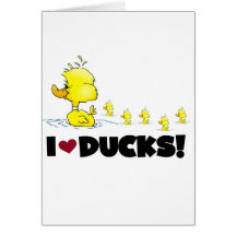 I Love Ducks Tshirts and Gifts Greeting Cards
