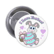 I Love Easter! Easter Bunny Pinback Button