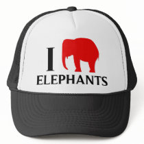 I Love Elephants Mesh Hat