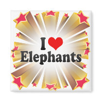 I Love Elephants Refrigerator Magnets
