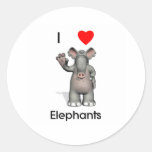 I love elephants round sticker
