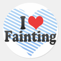 I Love Fainting Round Stickers