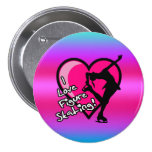 I love figure skating button, on pink & purple buttons