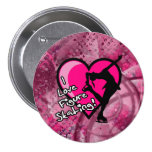 I love figure skating button, purple swirls 2 buttons