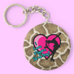 I Love Figure Skating pink heart  & giraffe print keychains