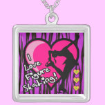 I LOVE FIGURE SKATING ZEBRA PATTERN necklaces