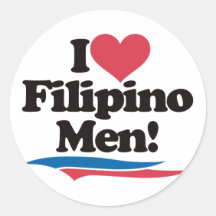 I Love Filipino Men Round Stickers