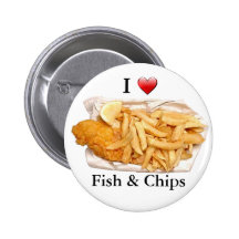 I Love Fish and Chips Buttons