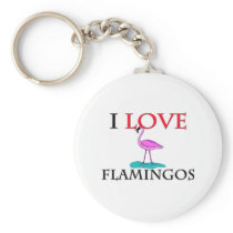 I Love Flamingos Keychains