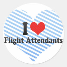 I Love Flight Attendants Round Stickers