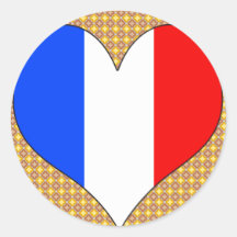 I Love France Round Stickers