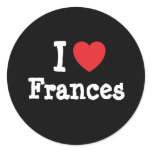 I love Frances heart custom personalised stickers