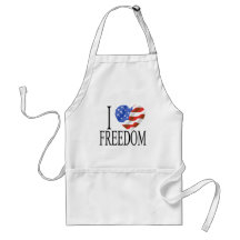 I Love Freedom US Flag Heart American Free Aprons