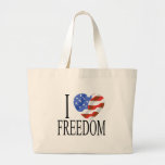 I Love Freedom US Flag Heart American Free Bag