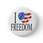 I Love Freedom US Flag Heart American Free buttons