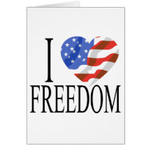 I Love Freedom US Flag Heart American Free Cards
