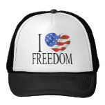 I Love Freedom US Flag Heart American Free Trucker Hats