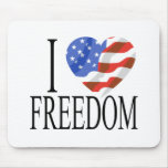 I Love Freedom US Flag Heart American Free Mouse Pads