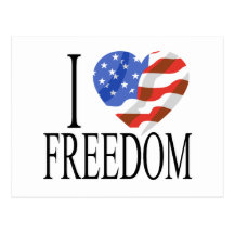 I Love Freedom US Flag Heart American Free Post Cards