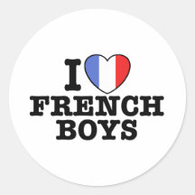 I Love French Boys Round Sticker