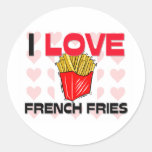 I Love French Fries Round Stickers