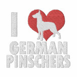 I Love German Pinschers Embroidered Long Sleeve embroidered shirts