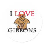 I Love Gibbons Round Sticker