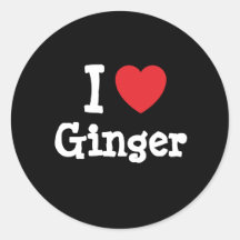I love Ginger heart T-Shirt Round Sticker