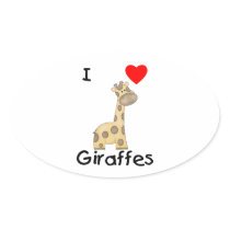 I Love Giraffes (2) Oval Stickers