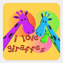 I Love Giraffes gifts Square Stickers
