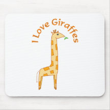 I Love Giraffes Mouse Pads