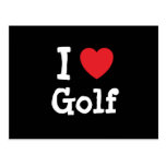 I love Golf heart custom personalised Post Cards