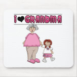 I Love Grandma Redhead Girl Mouse Pads