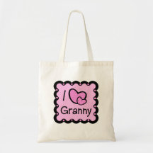 I Love Granny Cute T-Shirte Canvas Bags