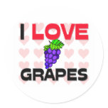 I Love Grapes Round Sticker