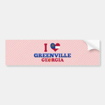 I Love Greenville, Georgia Bumper Sticker