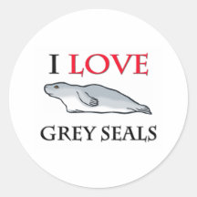 I Love Grey Seals Round Sticker