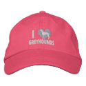 I Love Greyhounds Pink embroidered hats