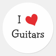 I Love Guitars Stickers