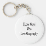 I Love Guys Who Love Geography Keychains