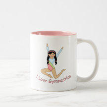 I Love Gymnastics Black Hair Mugs