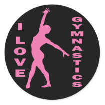 I LOVE GYMNASTICS ROUND STICKERS