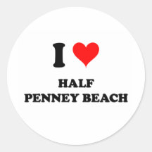 I Love Half Penney Beach Virgin Islands Round Sticker