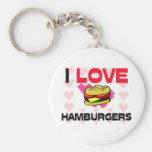 I Love Hamburgers Keychains