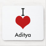I Love (heart) Aditya mousepads
