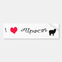 I Love (heart) Alpacas Bumper Sticker