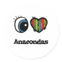 I Love (Heart) Anacondas Round Sticker