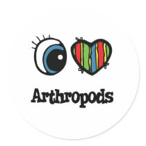 I Love (Heart) Arthropods Round Stickers