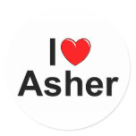 I Love (Heart) Asher Round Stickers