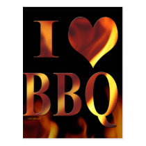 I Love (Heart) BBQ postcards